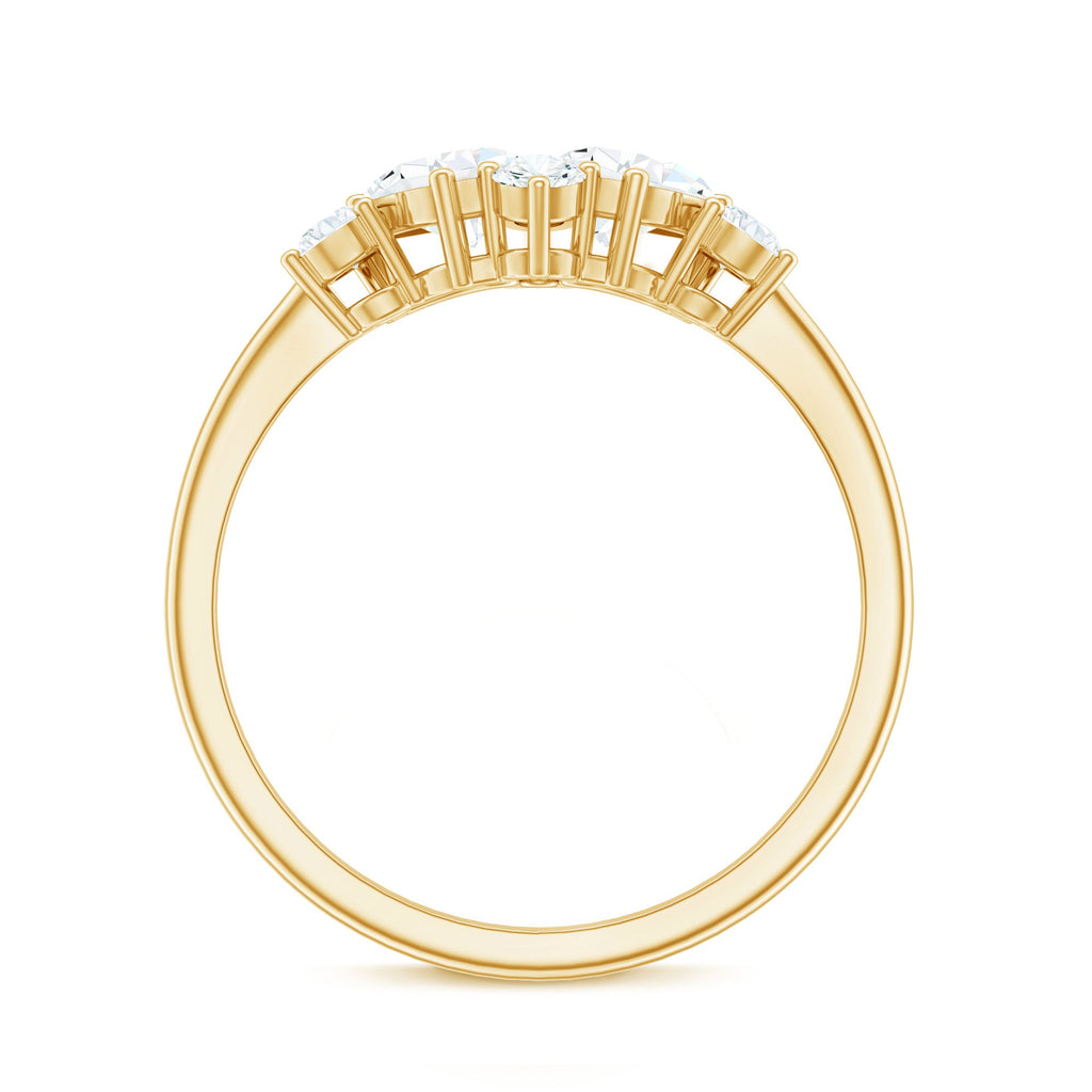 Pear and Round Moissanite Cluster Promise Ring