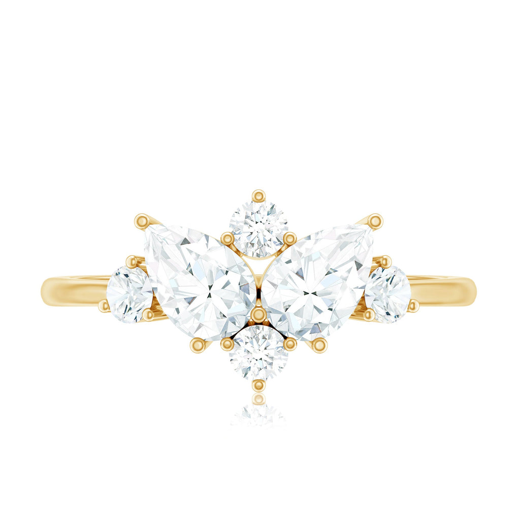 Pear and Round Moissanite Cluster Promise Ring