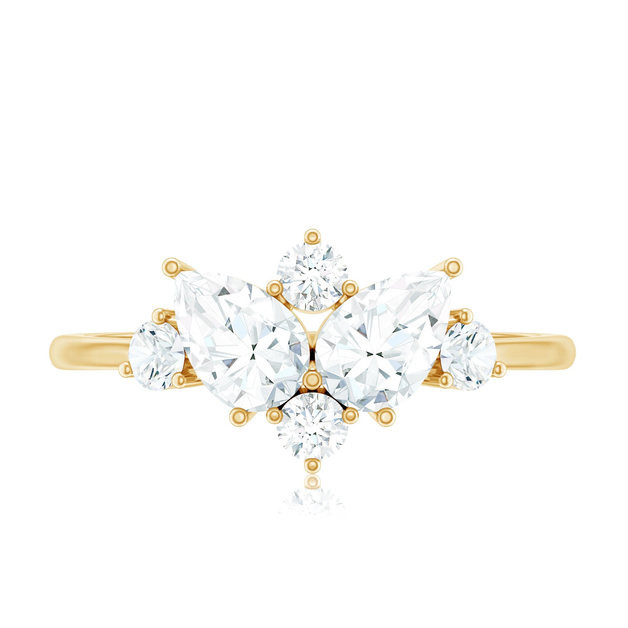 Pear and Round Moissanite Cluster Promise Ring