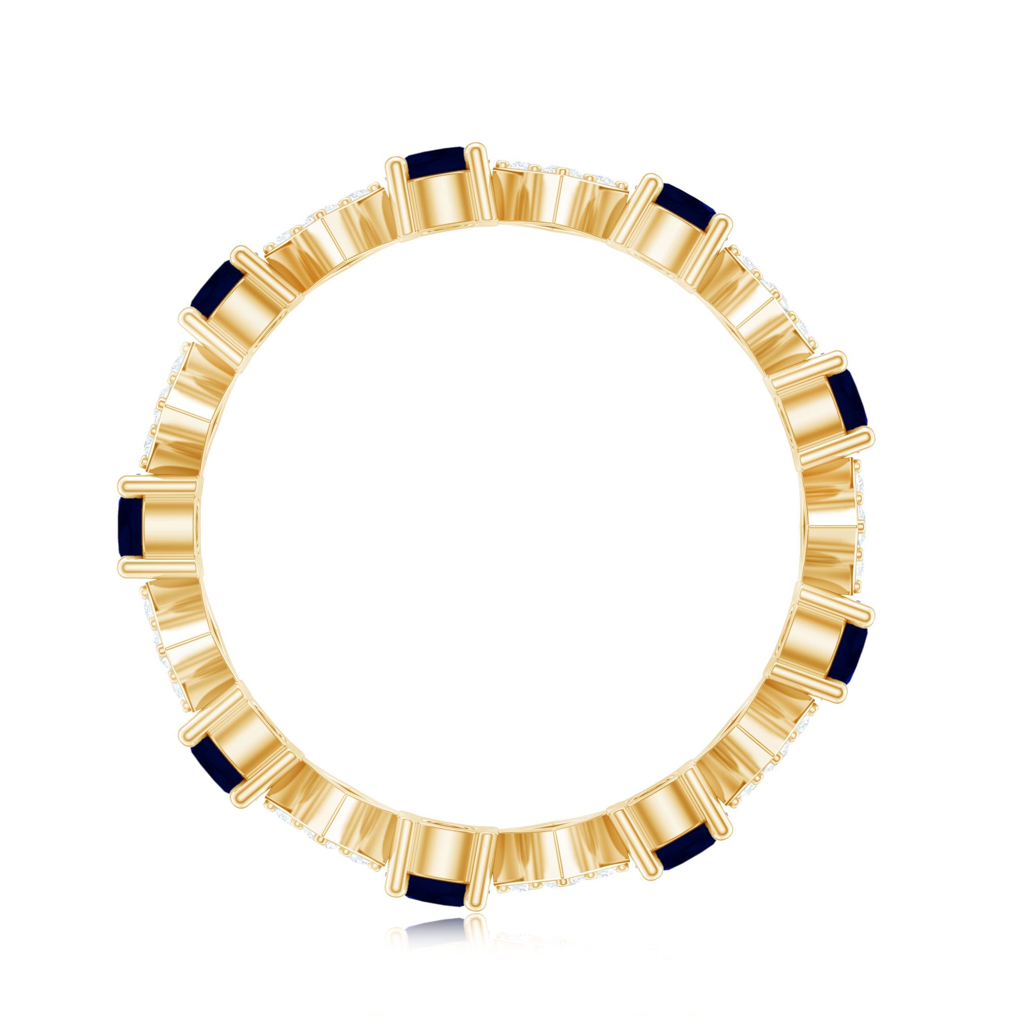 2 CT Natural Blue Sapphire and Diamond Eternity Band Ring