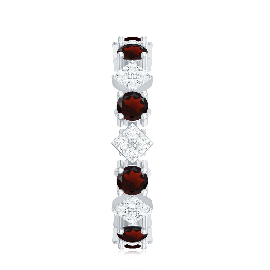 Certified Real Garnet Diamond Eternity Wedding Band Ring