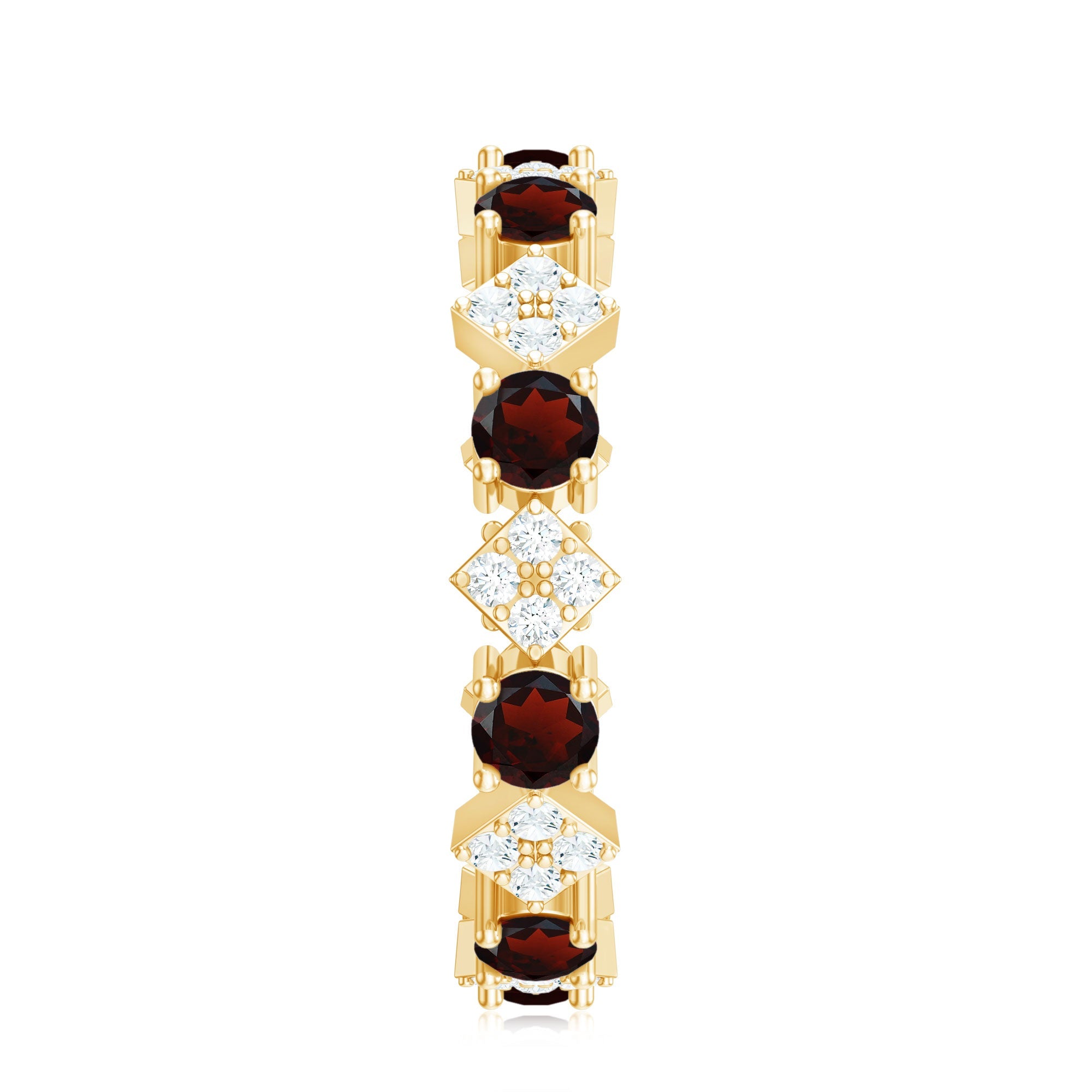 Certified Real Garnet Diamond Eternity Wedding Band Ring