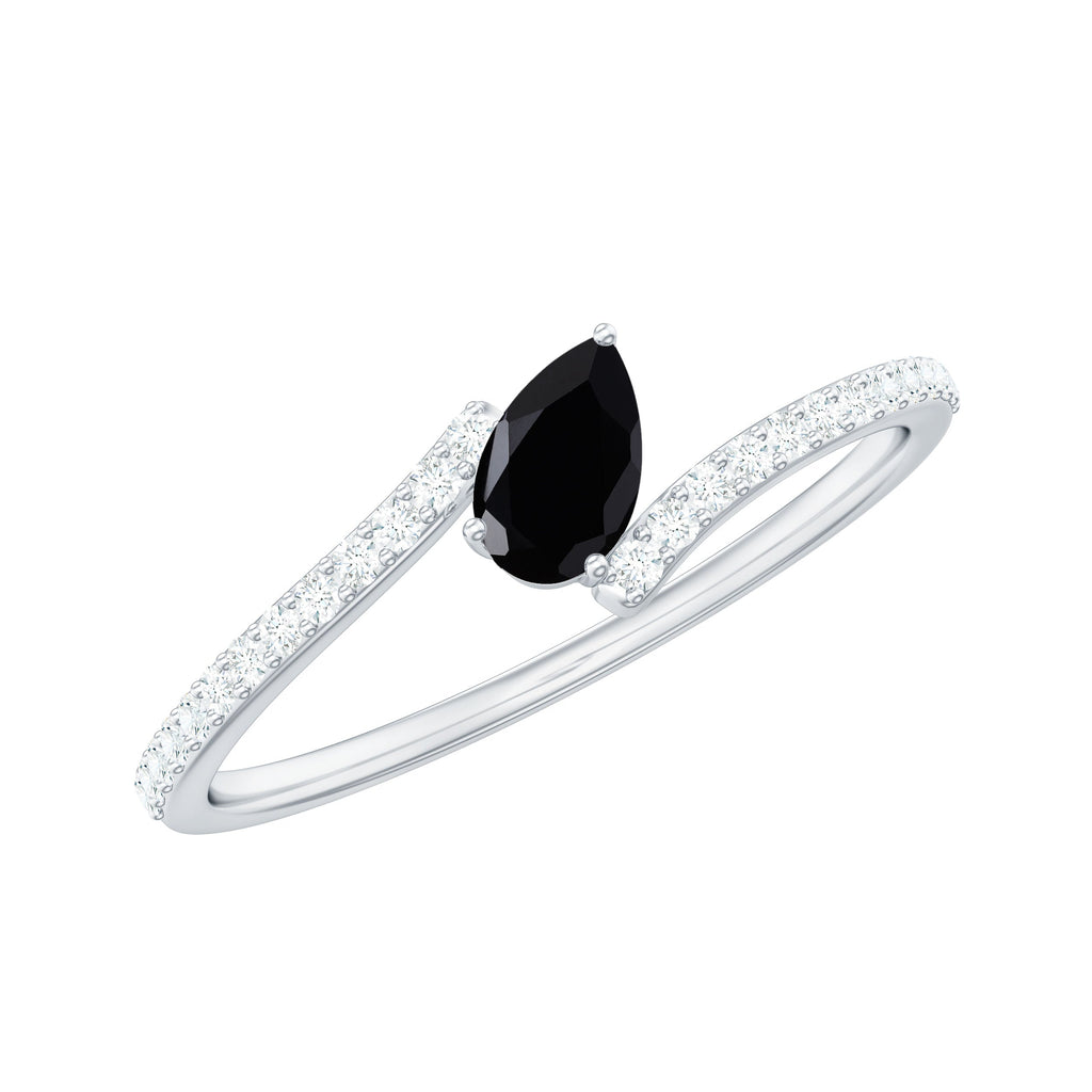 Certified 0.8 Carat Lab Grown Black and White Diamond Promise Ring with Bypass Shank