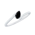 Certified 0.8 Carat Lab Grown Black and White Diamond Promise Ring with Bypass Shank