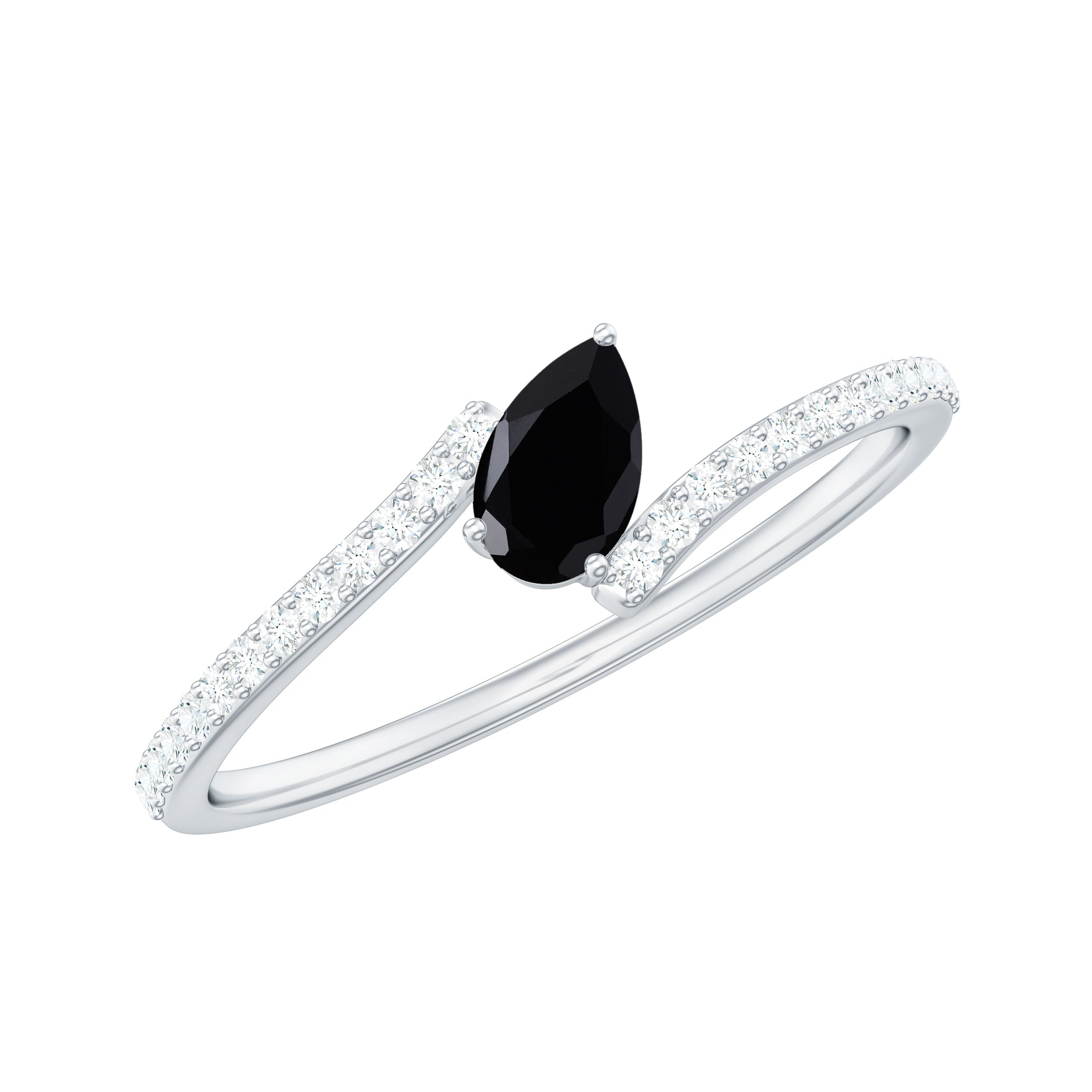 Certified 0.8 Carat Lab Grown Black and White Diamond Promise Ring with Bypass Shank