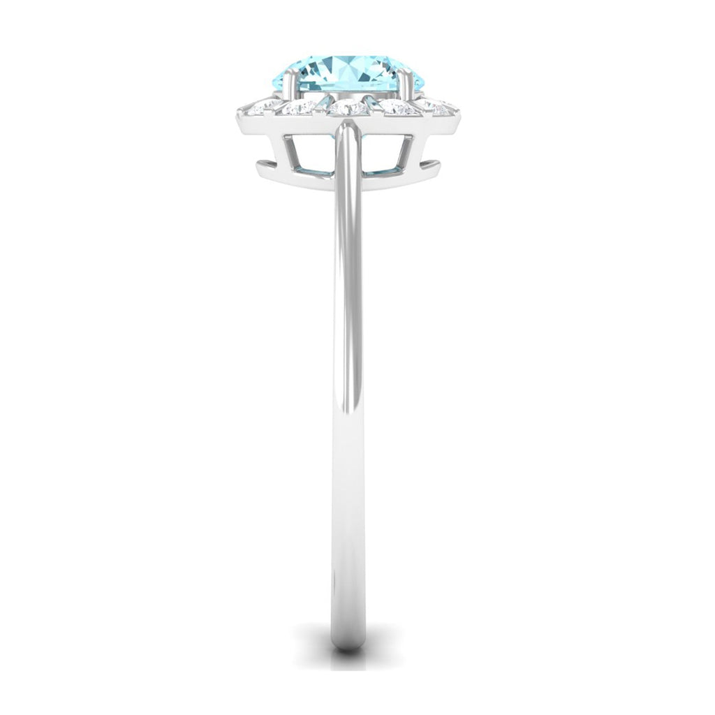 1 CT Aquamarine Engagement Ring with Diamond Floating Halo