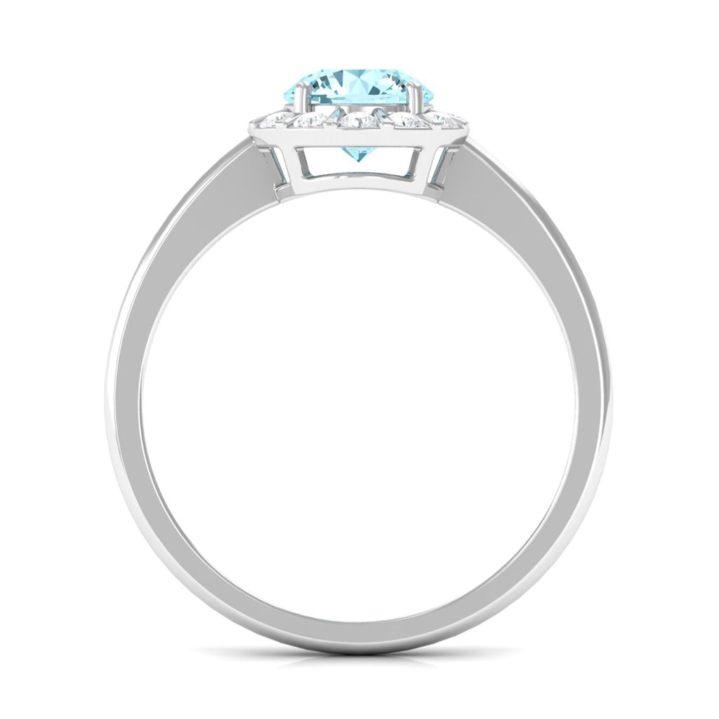 1 CT Aquamarine Engagement Ring with Diamond Floating Halo