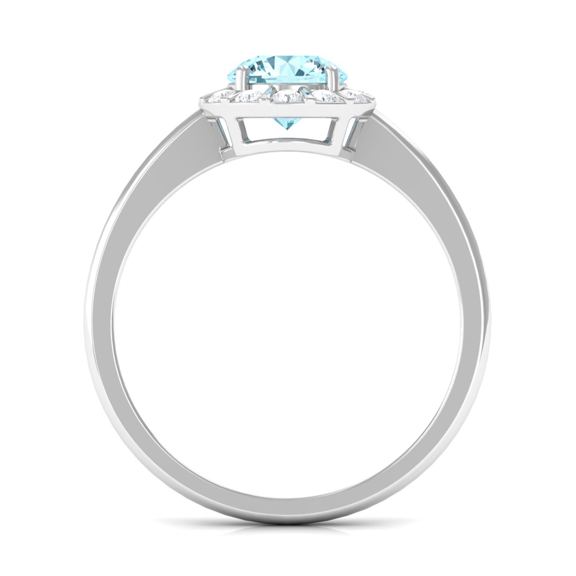 1 CT Aquamarine Engagement Ring with Diamond Floating Halo