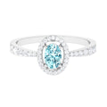 1 CT Aquamarine Engagement Ring with Diamond Halo