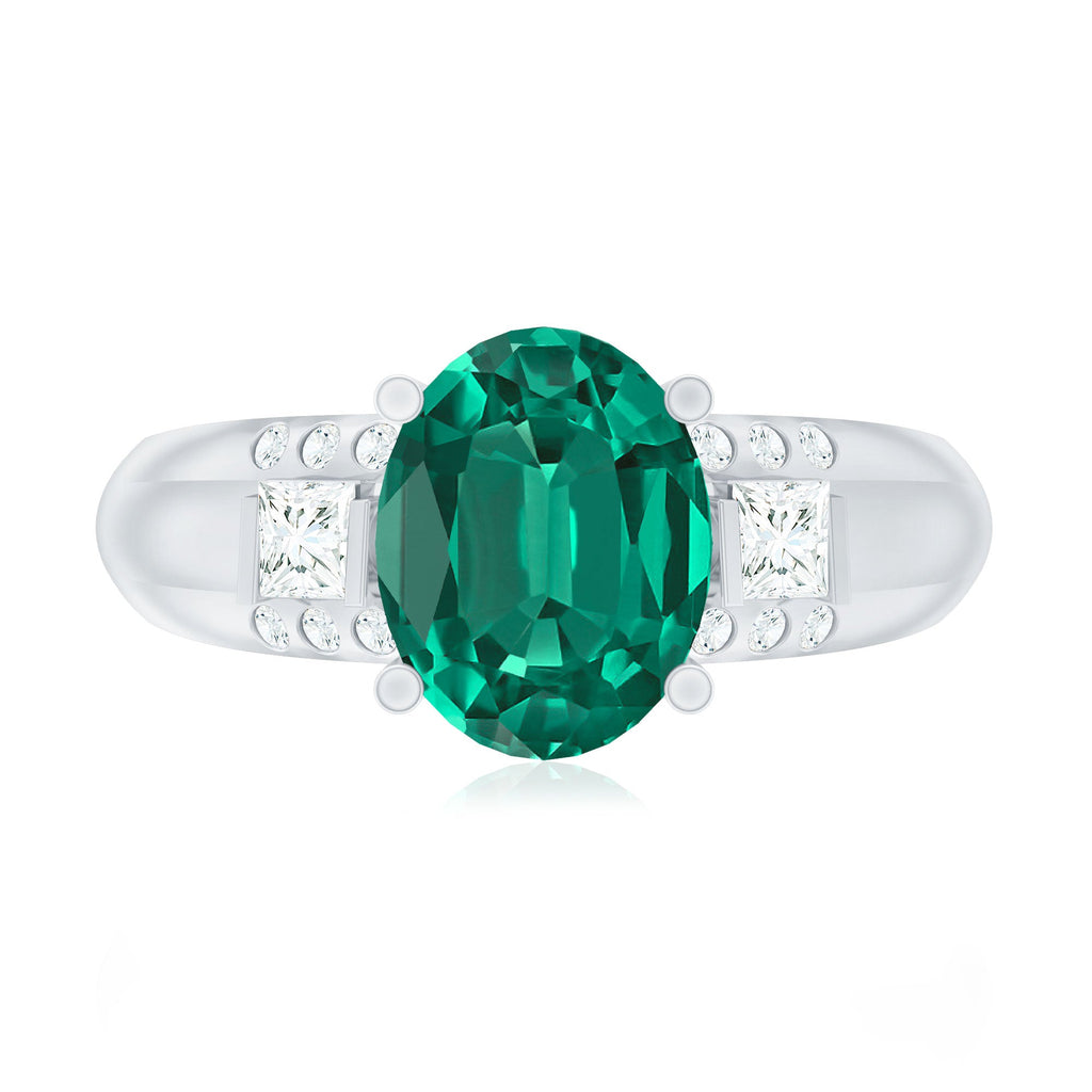 Certified 3 Carat Oval Lab Grown Emerald Diamond Statement Engagement Ring