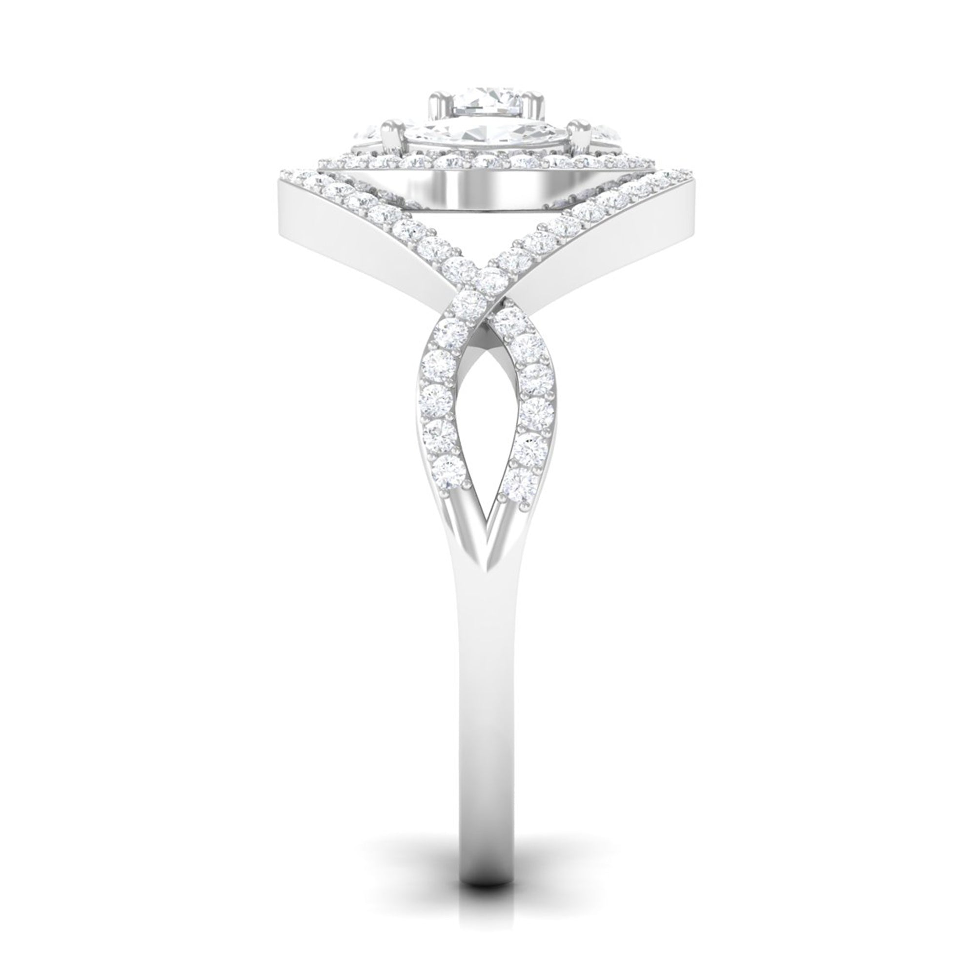 Criss Cross Zircon Cluster Engagement Ring