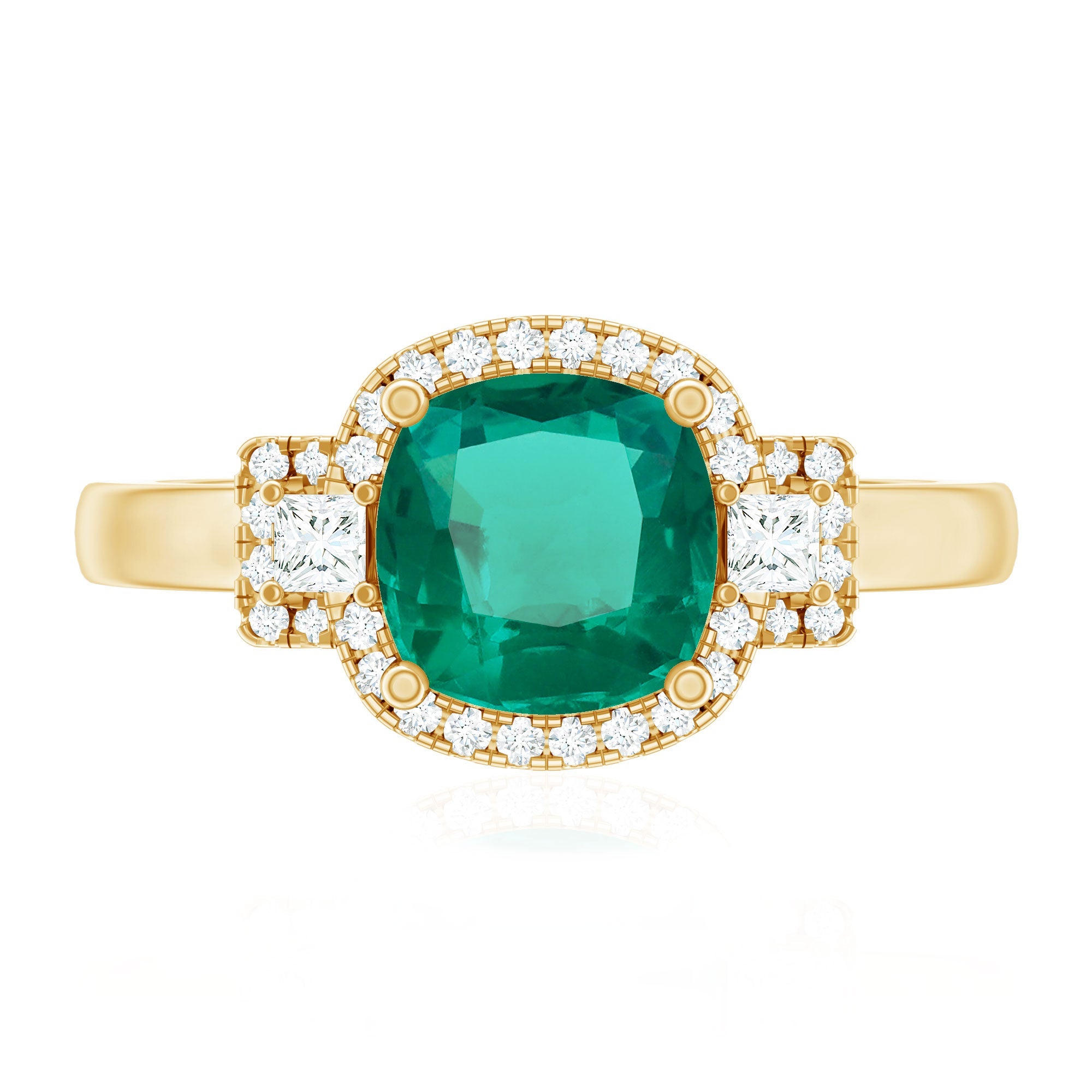 Cushion Cut 2 Carat Lab Grown Emerald Diamond Statement Engagement Ring
