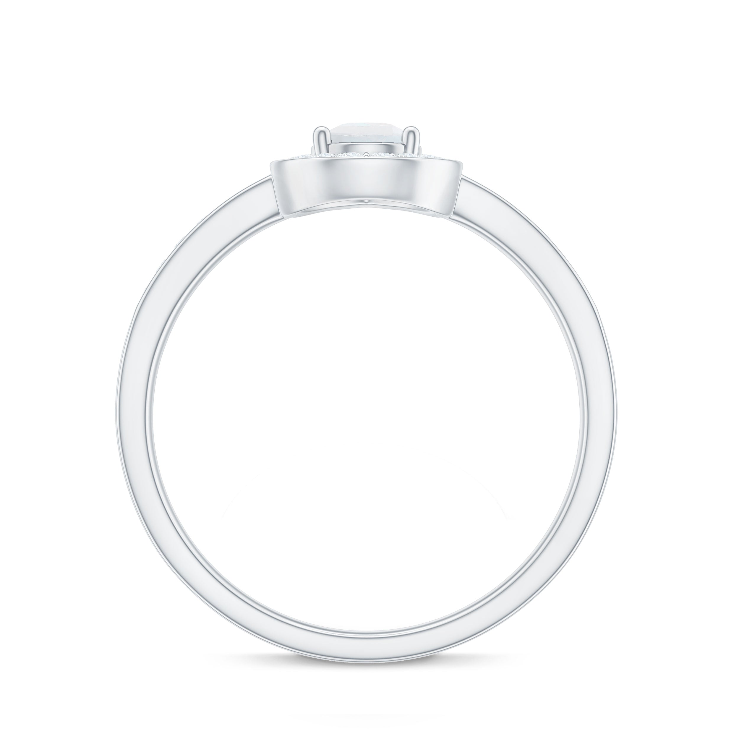 1.25 CT Classic Moonstone and Diamond Halo Engagement Ring