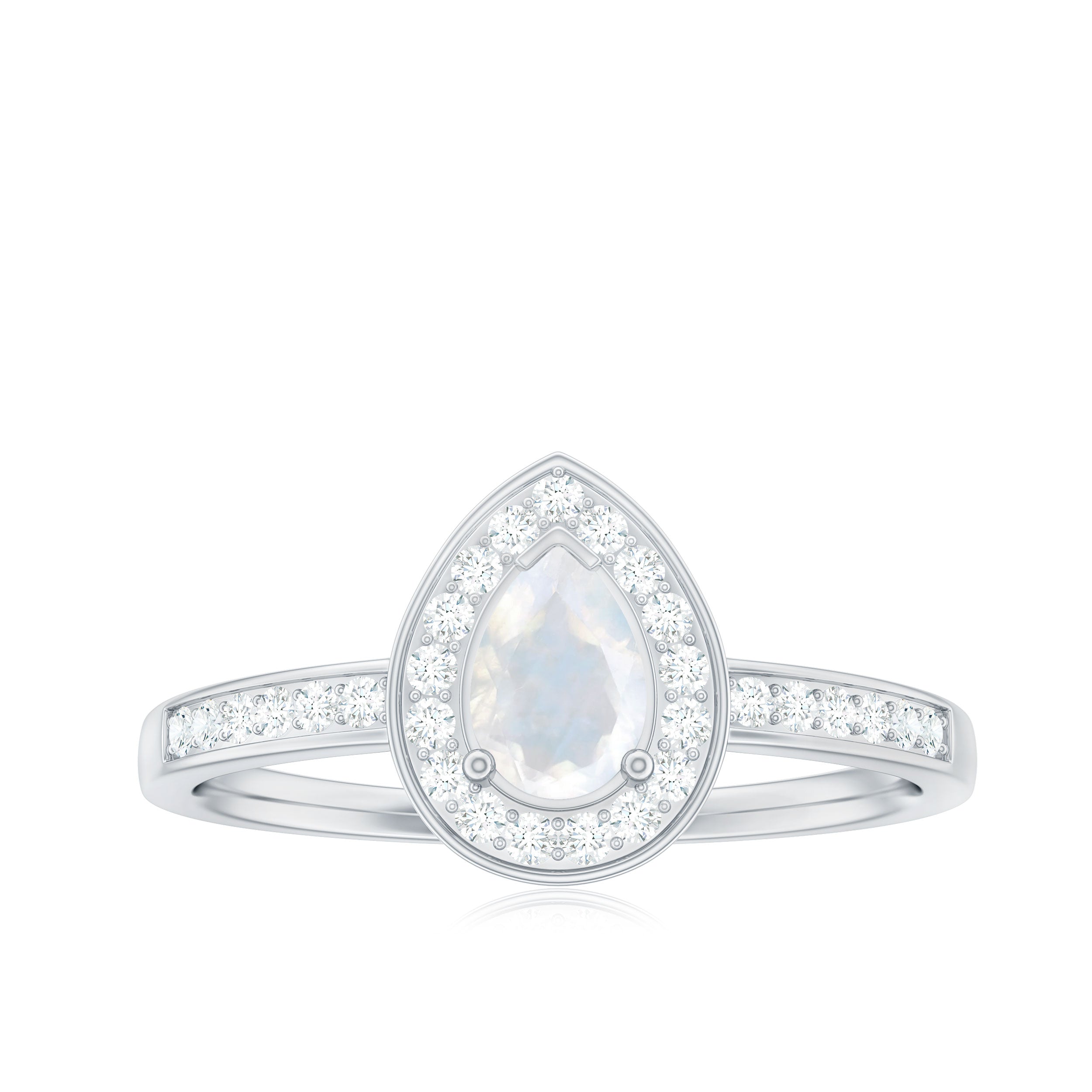 1.25 CT Classic Moonstone and Diamond Halo Engagement Ring