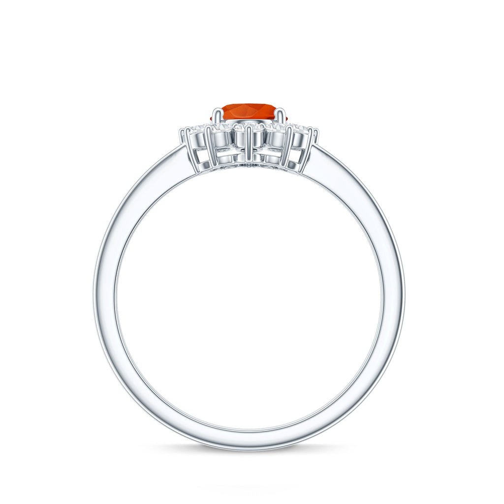 1 CT Princess Diana Inspired Fire Opal and Diamond Engagement Ring