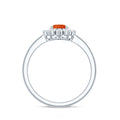 1 CT Princess Diana Inspired Fire Opal and Diamond Engagement Ring