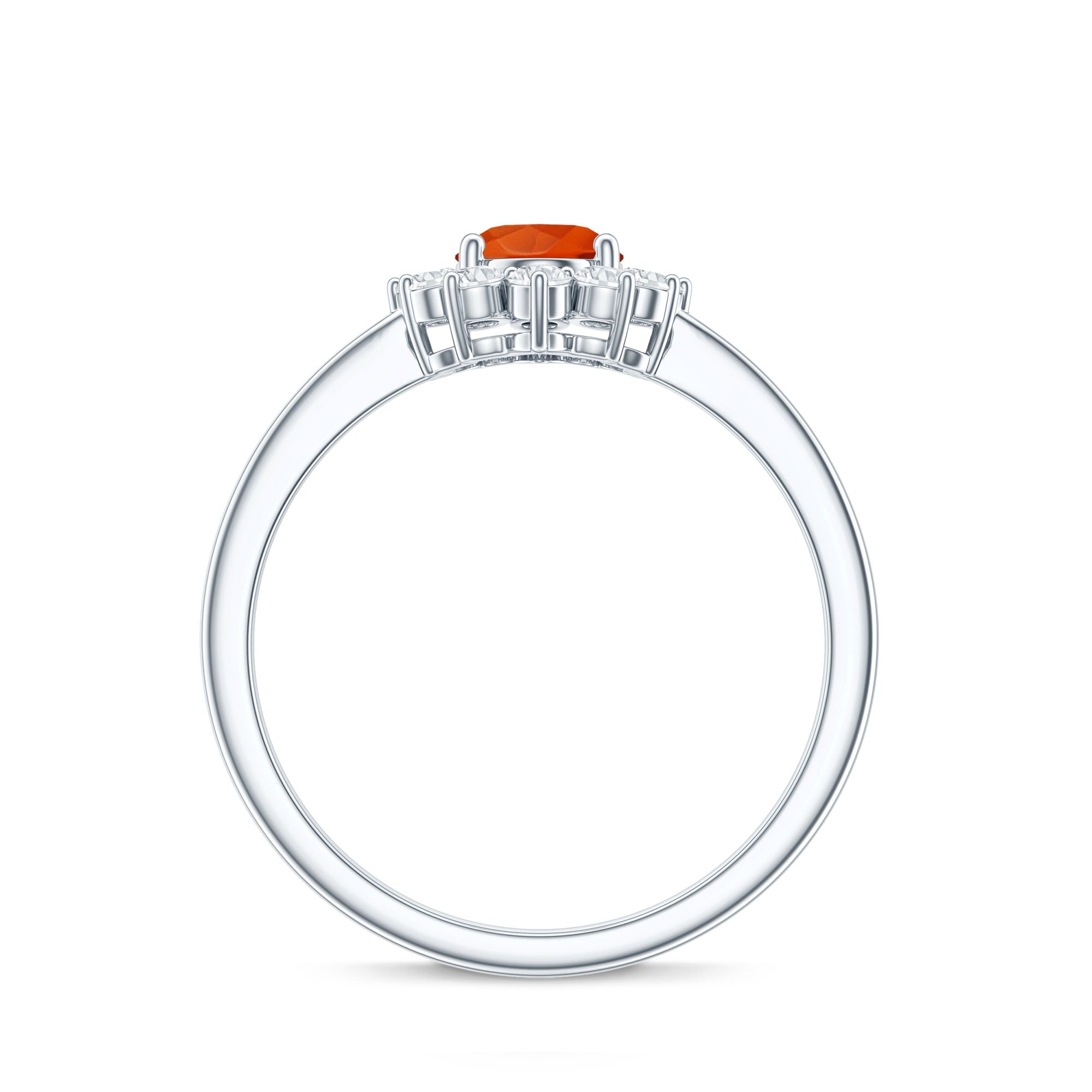 1 CT Princess Diana Inspired Fire Opal and Diamond Engagement Ring