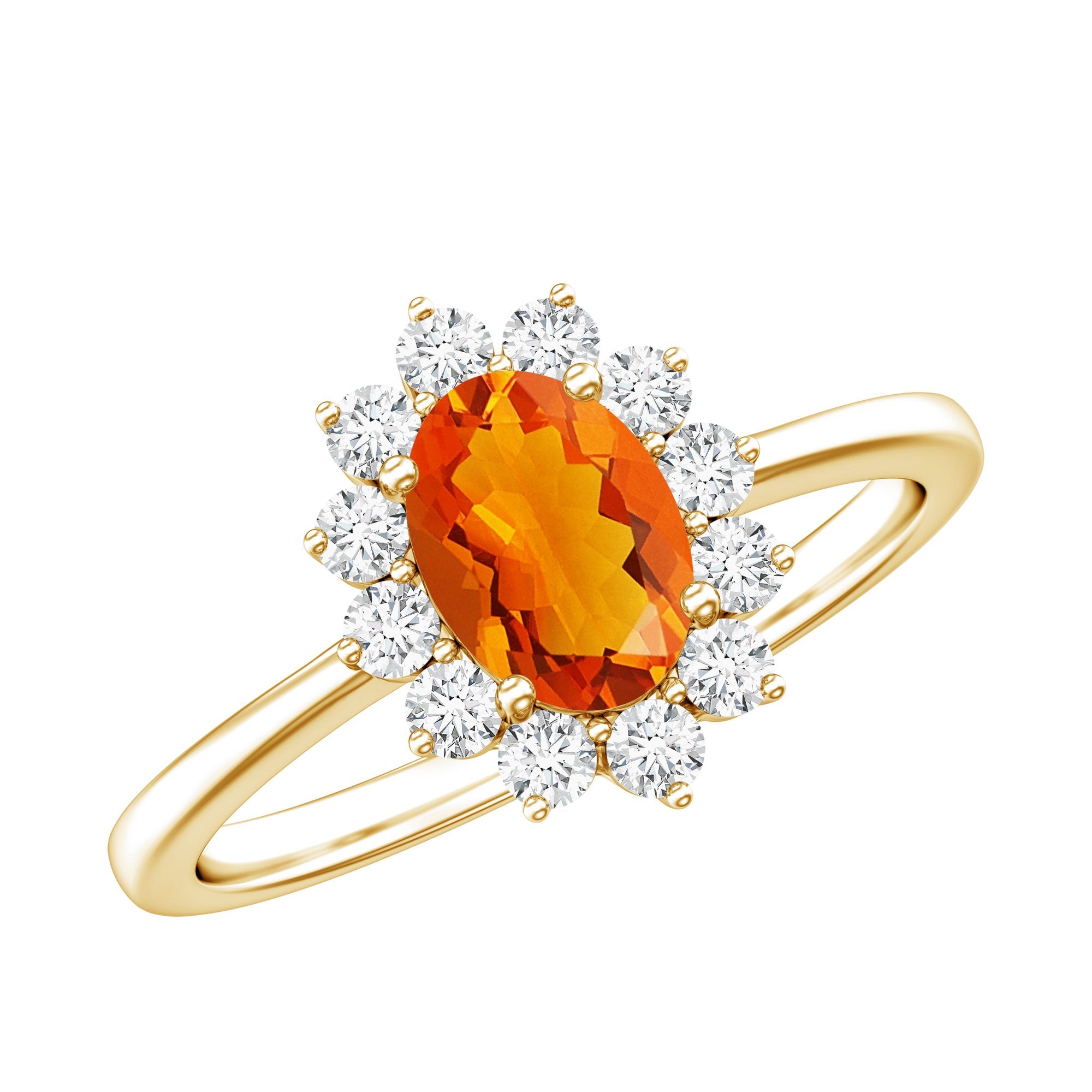 1 CT Princess Diana Inspired Fire Opal and Diamond Engagement Ring