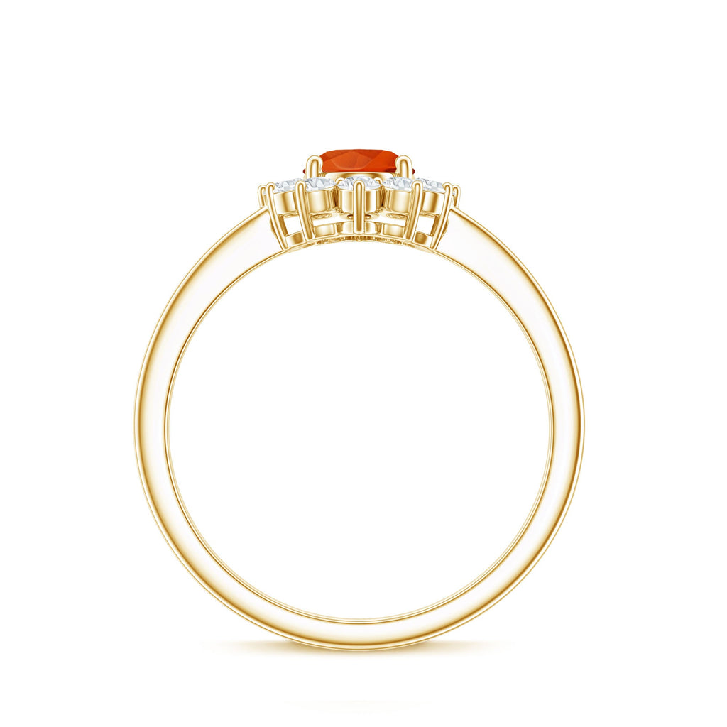 1 CT Princess Diana Inspired Fire Opal and Diamond Engagement Ring