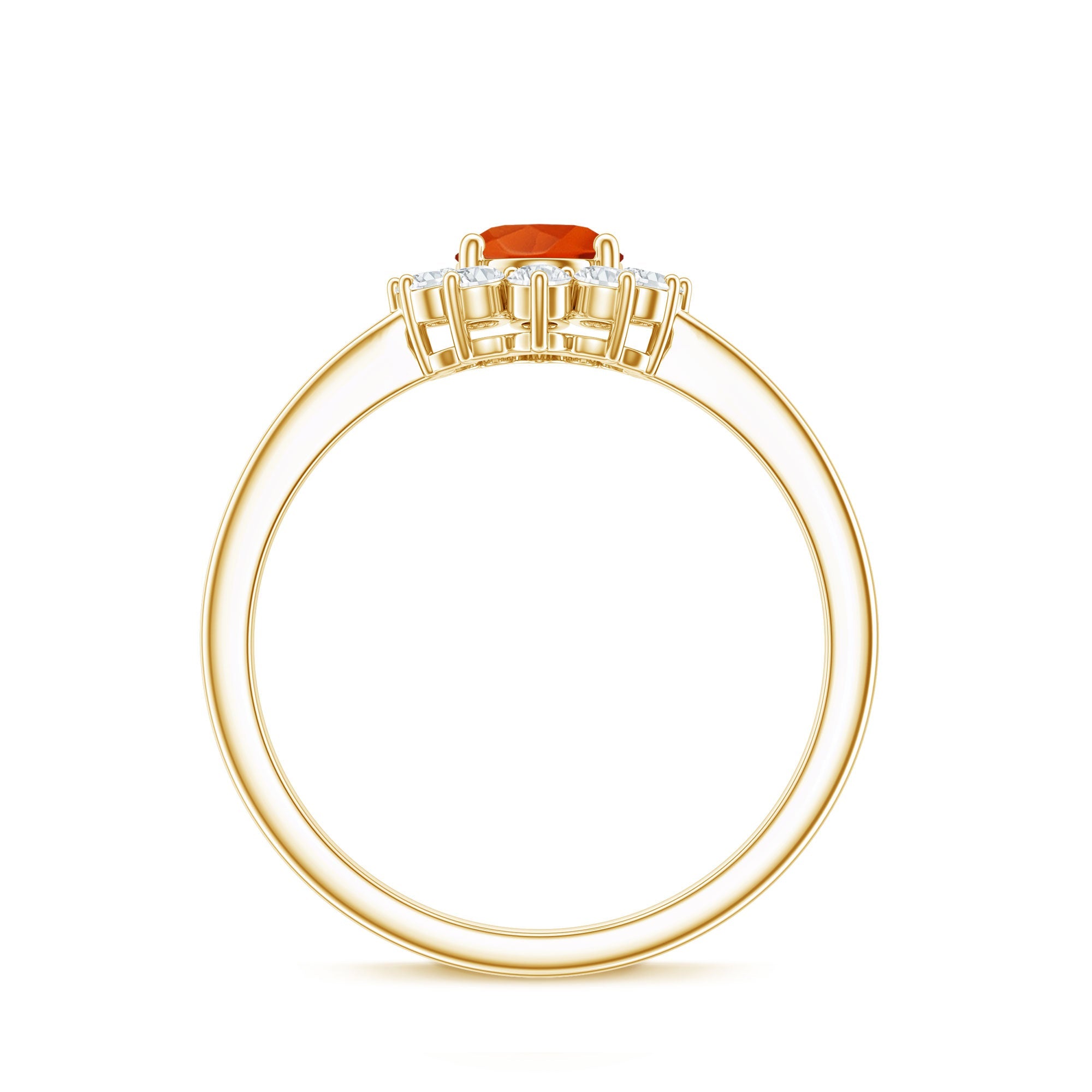 1 CT Princess Diana Inspired Fire Opal and Diamond Engagement Ring