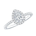 Certified 0.7 Carat Pear Shaped Moissanite Halo Engagement Ring