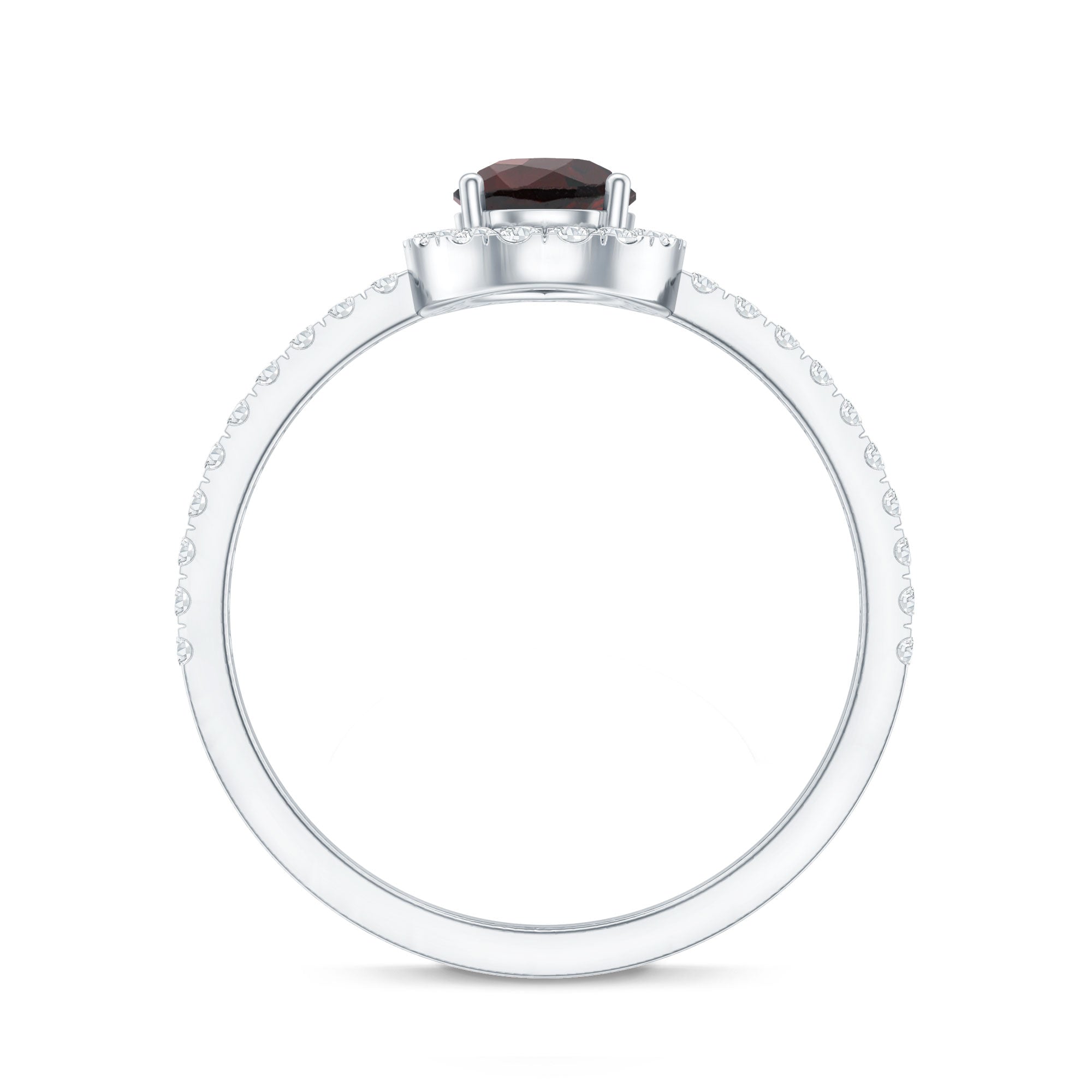 Natural 5X7mm Garnet Teardrop Engagement Ring with Diamond Halo