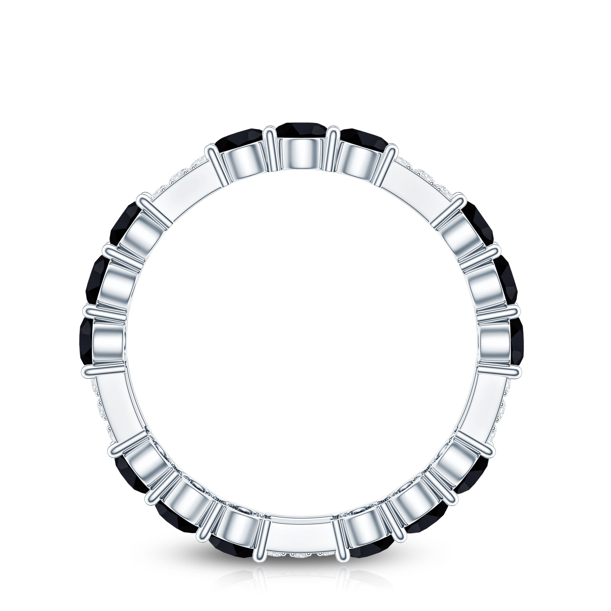 Real Black Spinel Diamond Eternity Ring for Anniversary
