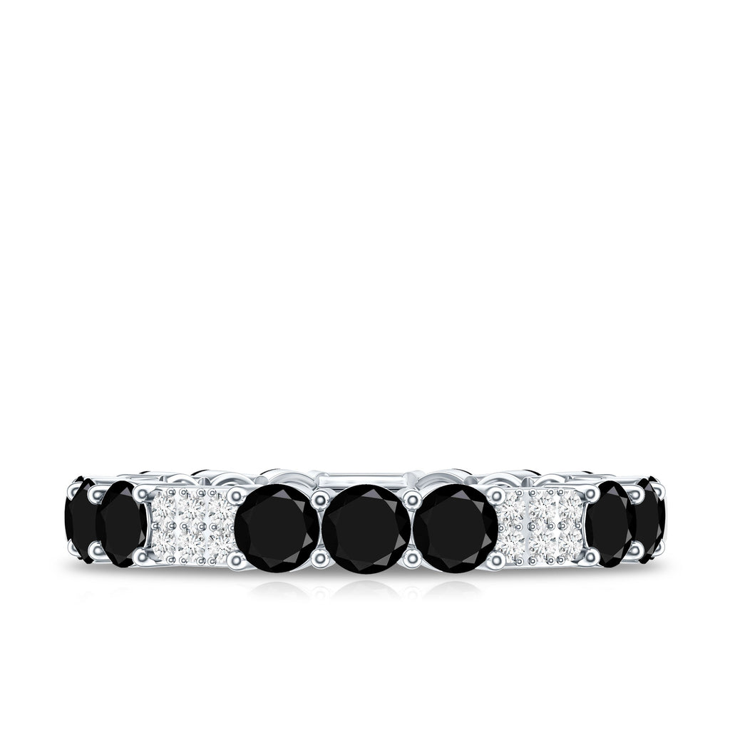 Real Black Spinel Diamond Eternity Ring for Anniversary