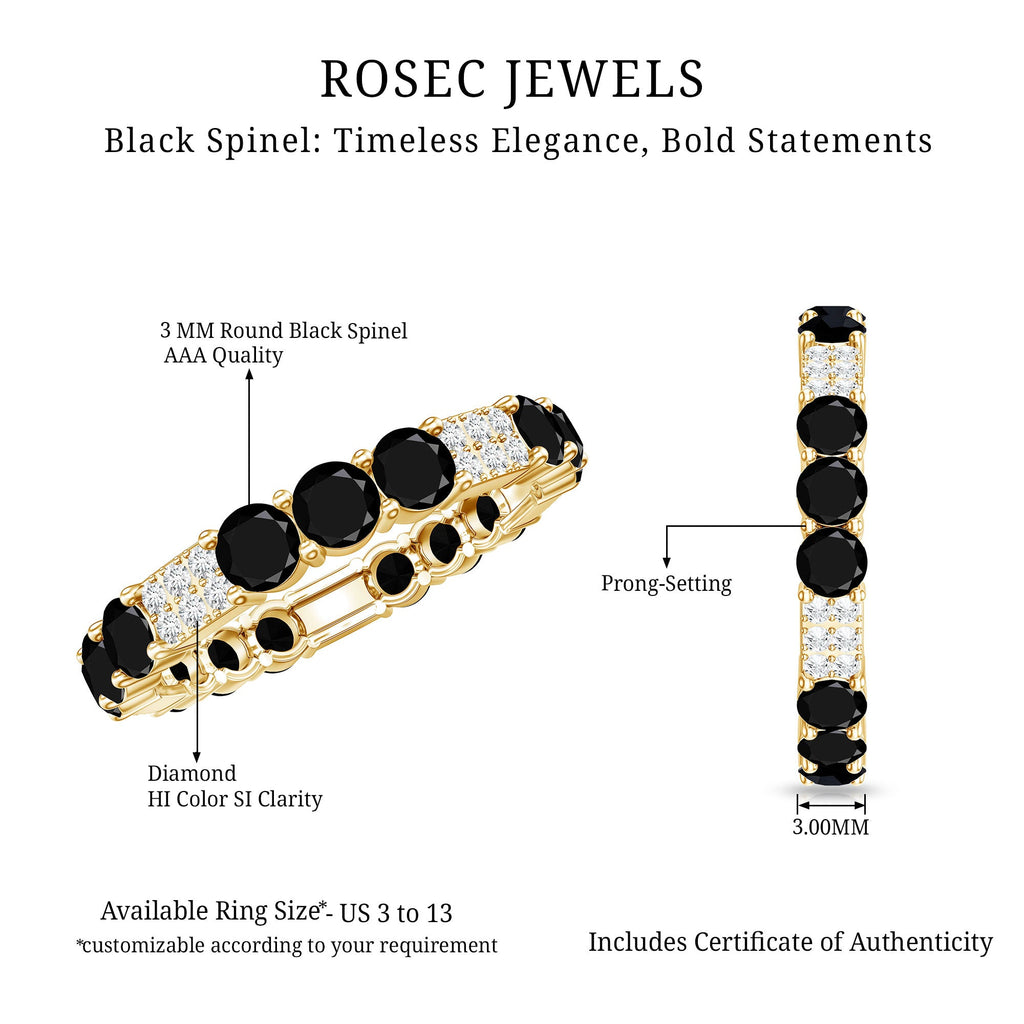 Real Black Spinel Diamond Eternity Ring for Anniversary
