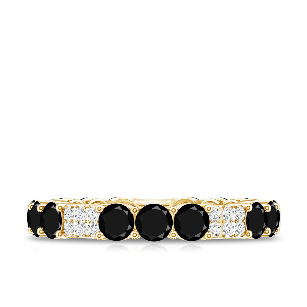Real Black Spinel Diamond Eternity Ring for Anniversary