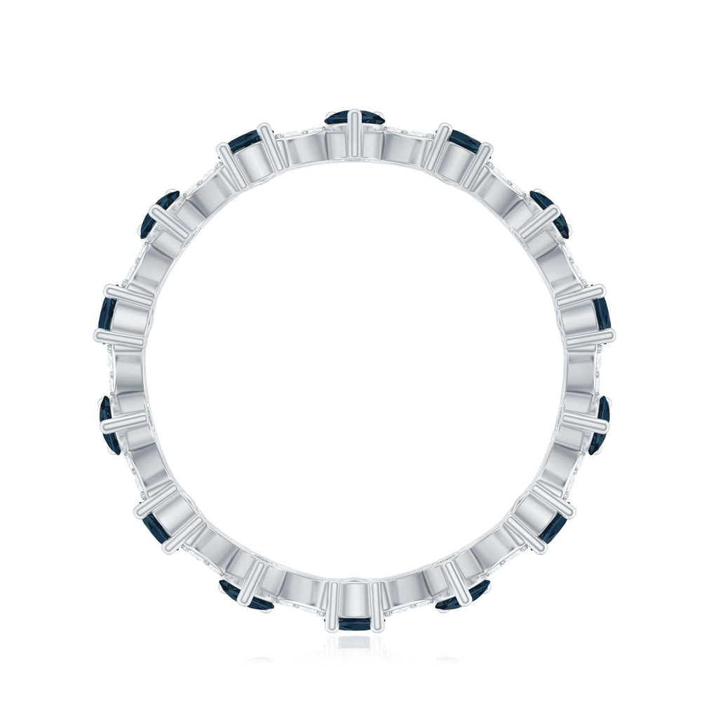 Pear Shape London Blue Topaz and Diamond Full Eternity Band