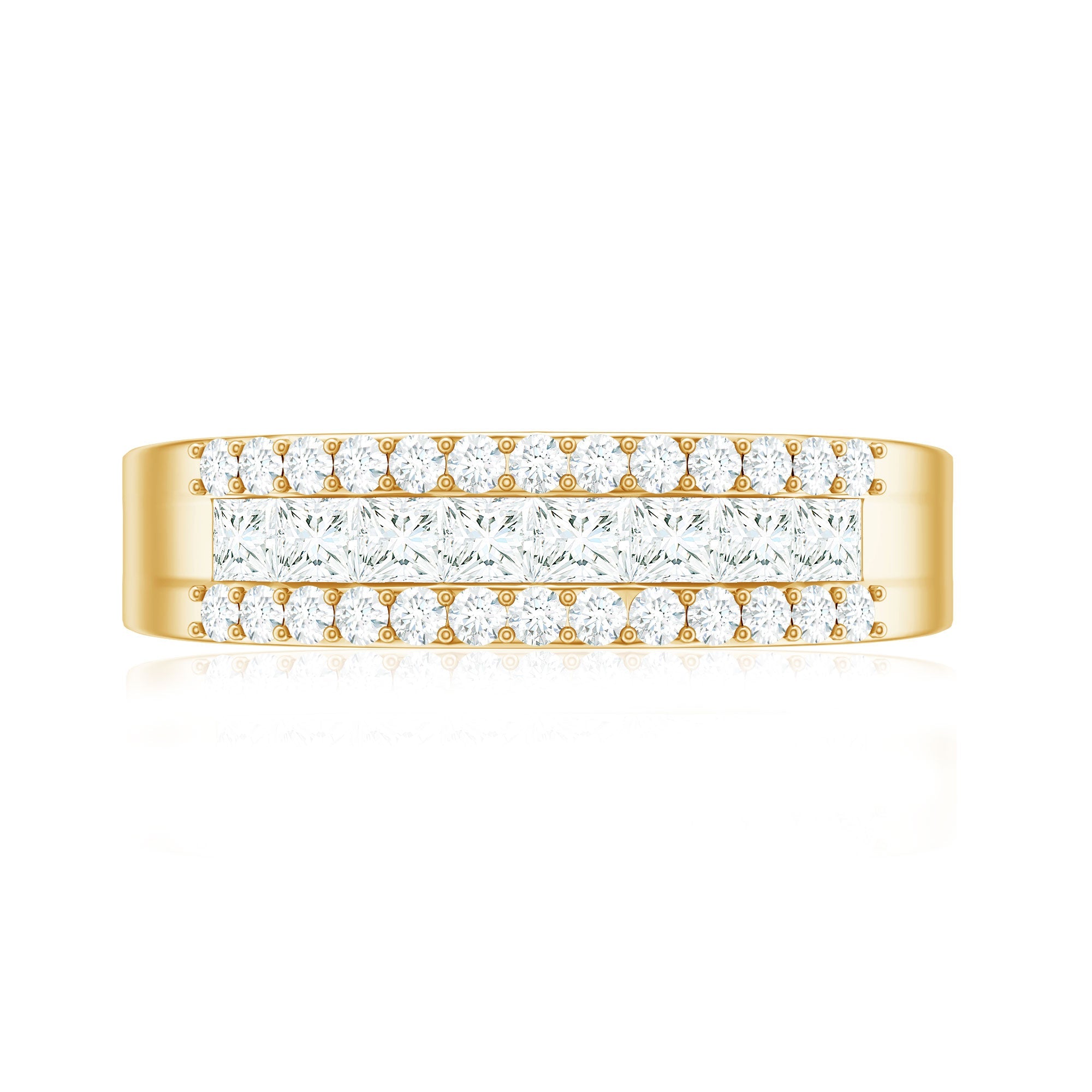 Certified Moissanite 3 Row Wedding Band for Men