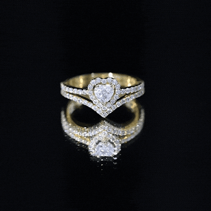 Heart Shape Moissanite Wedding Ring Set For Women