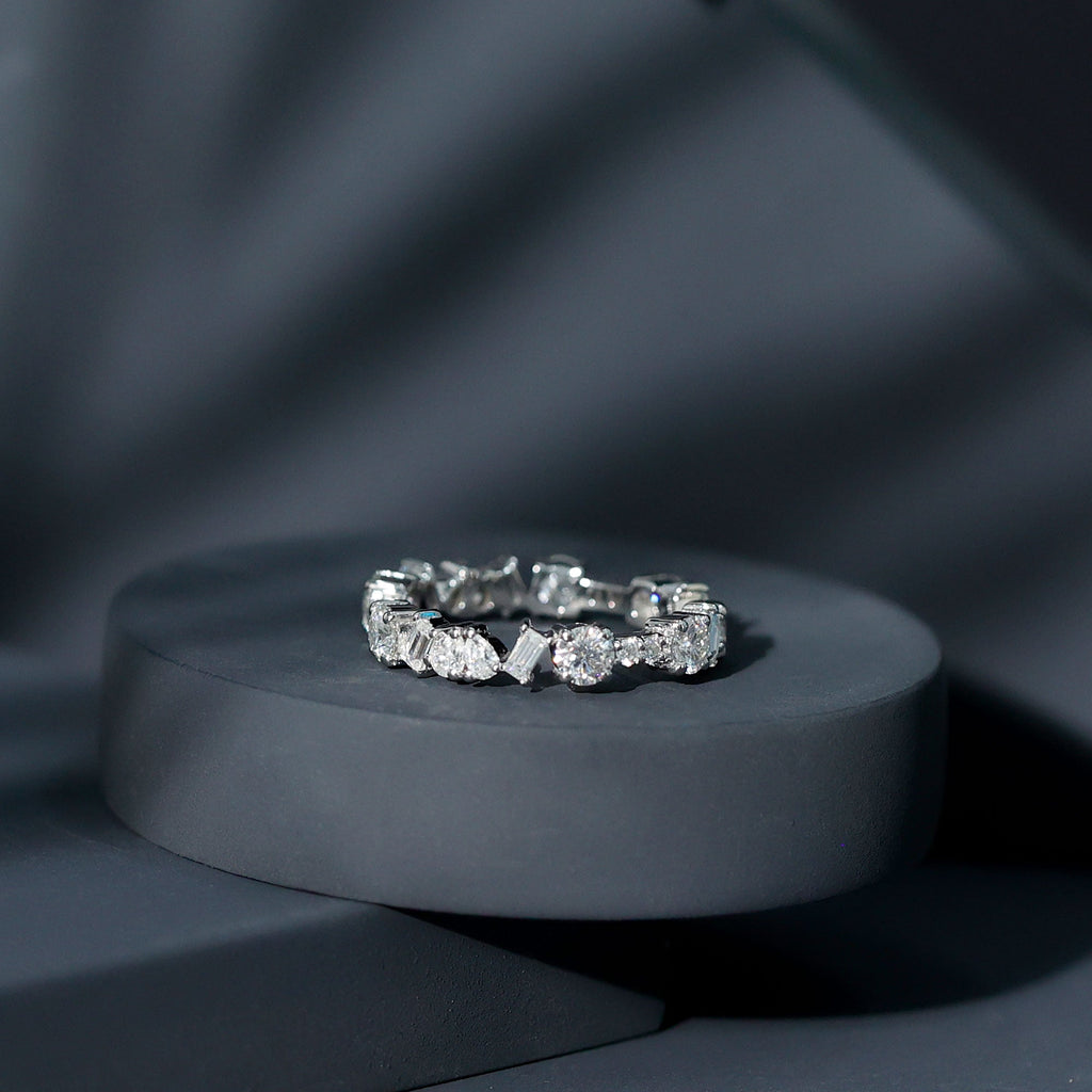Certified Moissanite Designer Wedding Band Ring For Women