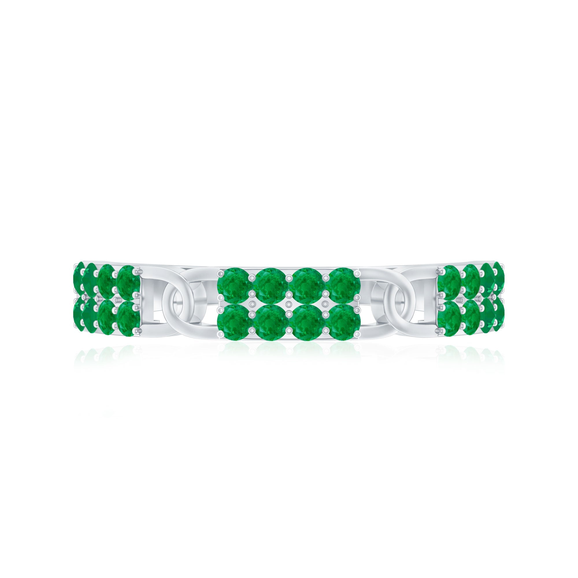 Real Emerald Interlocking Wedding Band with Certificate