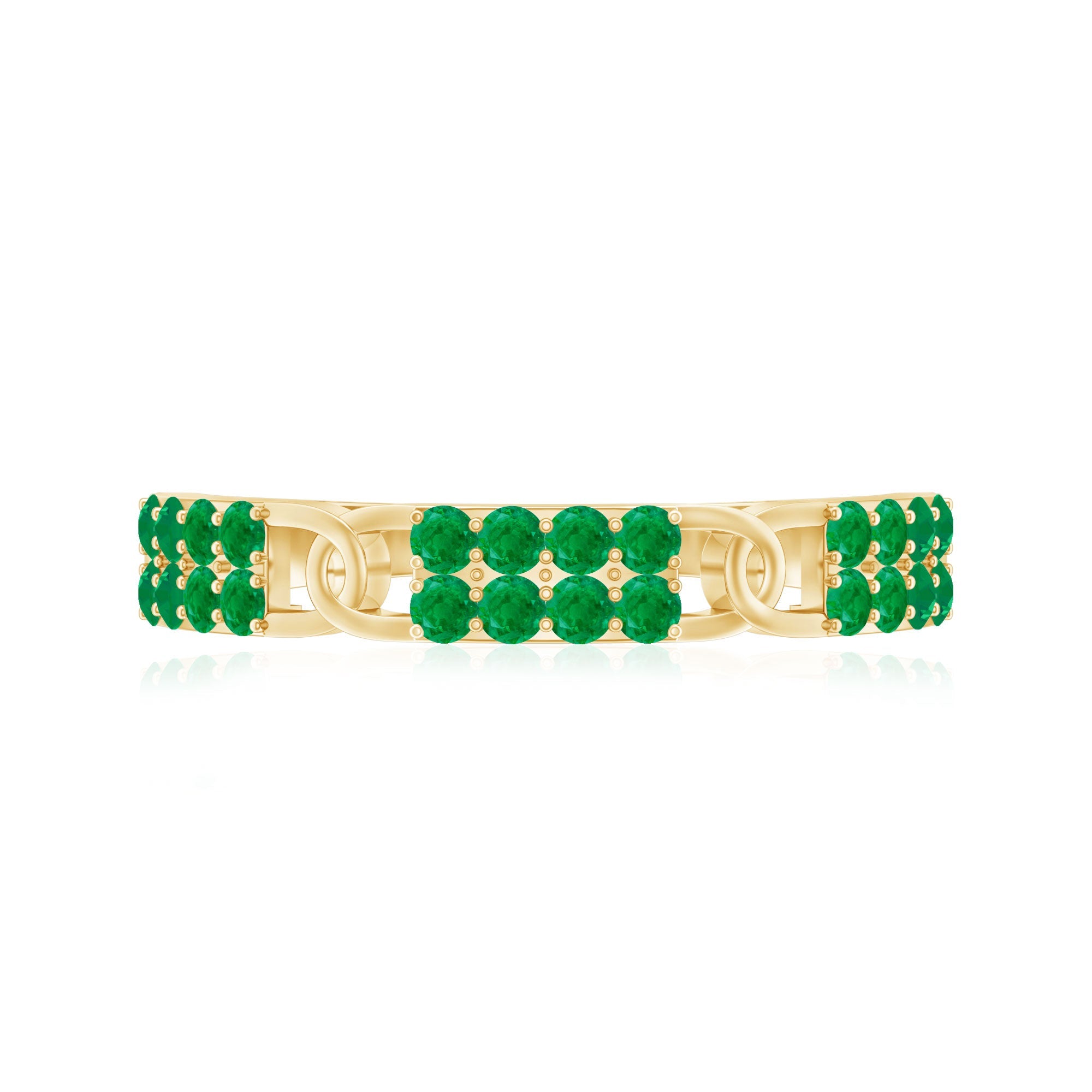 Real Emerald Interlocking Wedding Band with Certificate