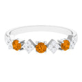 Natural Citrine and Diamond Half Eternity Band Ring