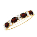 Natural Garnet Eternity Wedding Band in Yellow Gold Plated Silver
