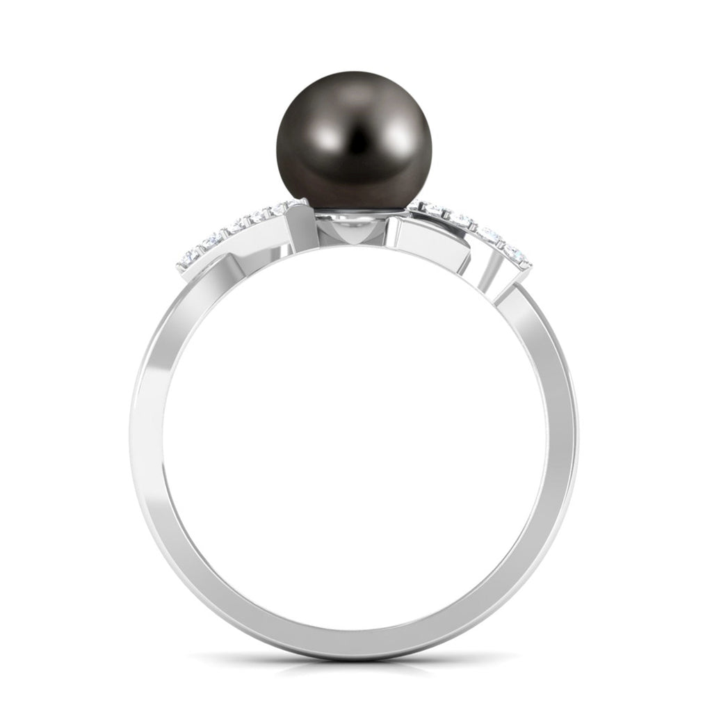 Tahitian Pearl Solitaire Ring with Diamond Accent