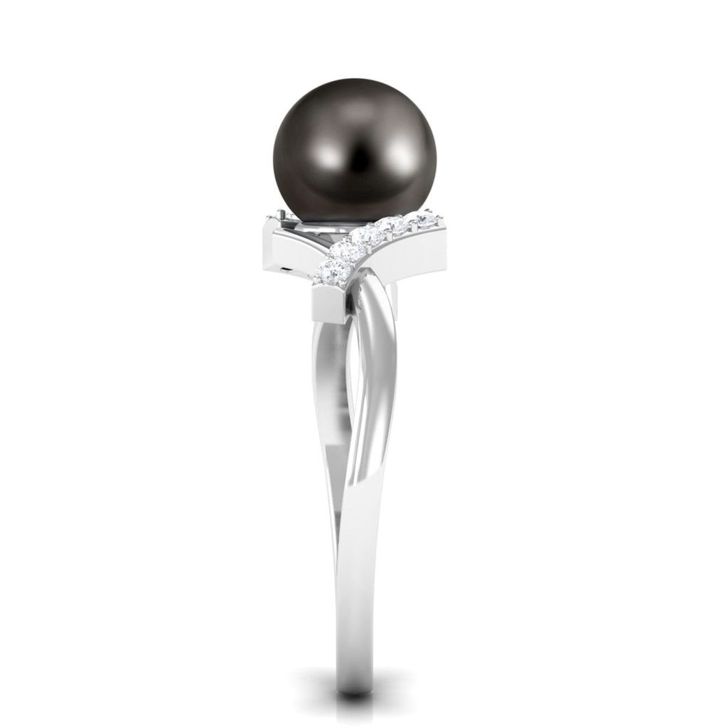 Tahitian Pearl Solitaire Ring with Diamond Accent