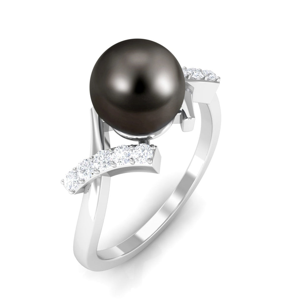 Tahitian Pearl Solitaire Ring with Diamond Accent