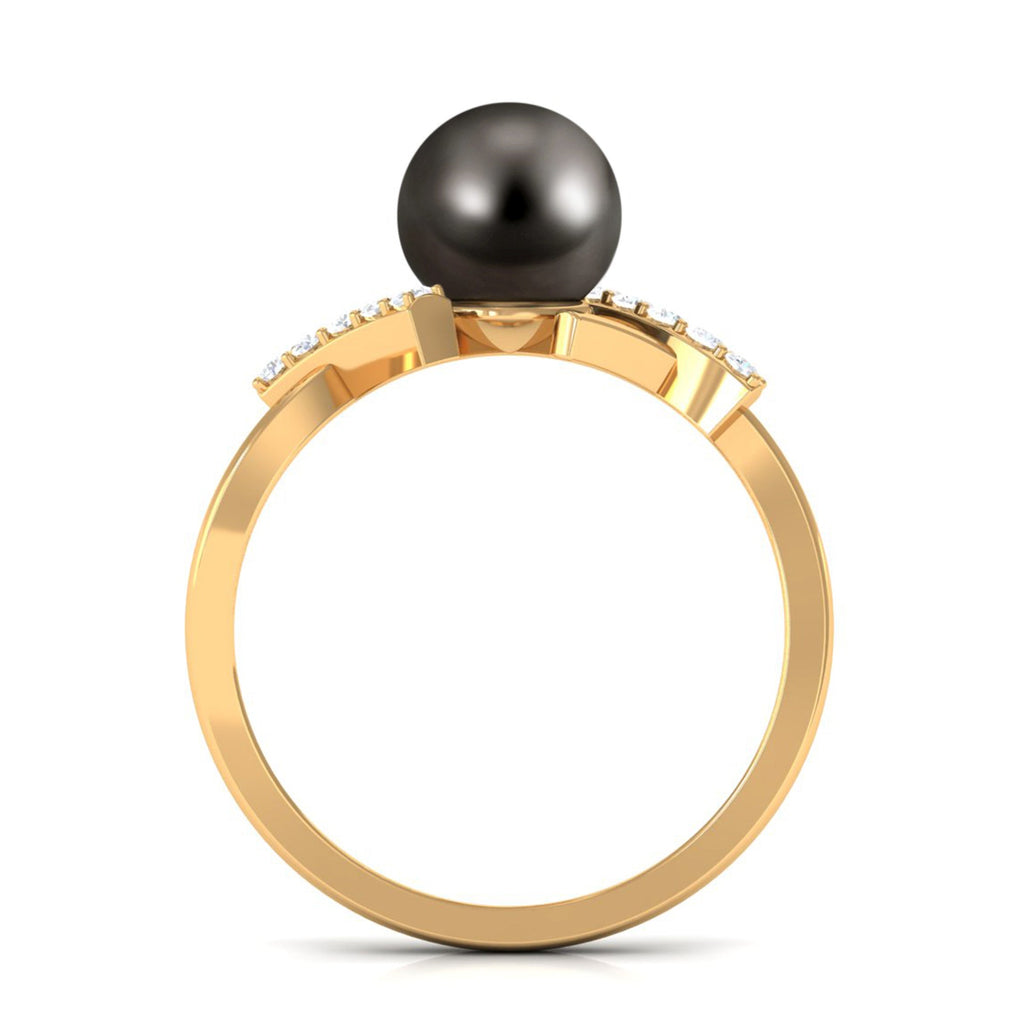 Tahitian Pearl Solitaire Ring with Diamond Accent