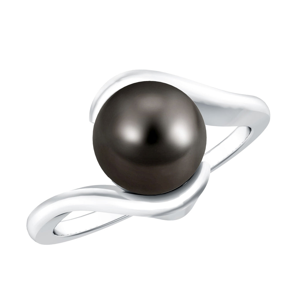 8 Carat Certified Tahitian Black Pearl Solitaire Bypass Ring