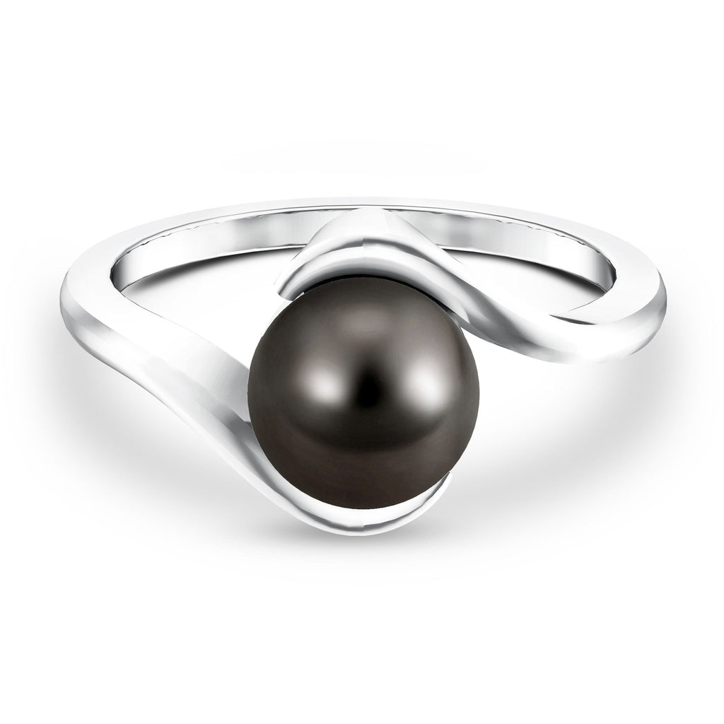 8 Carat Certified Tahitian Black Pearl Solitaire Bypass Ring