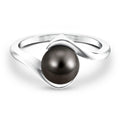 8 Carat Certified Tahitian Black Pearl Solitaire Bypass Ring