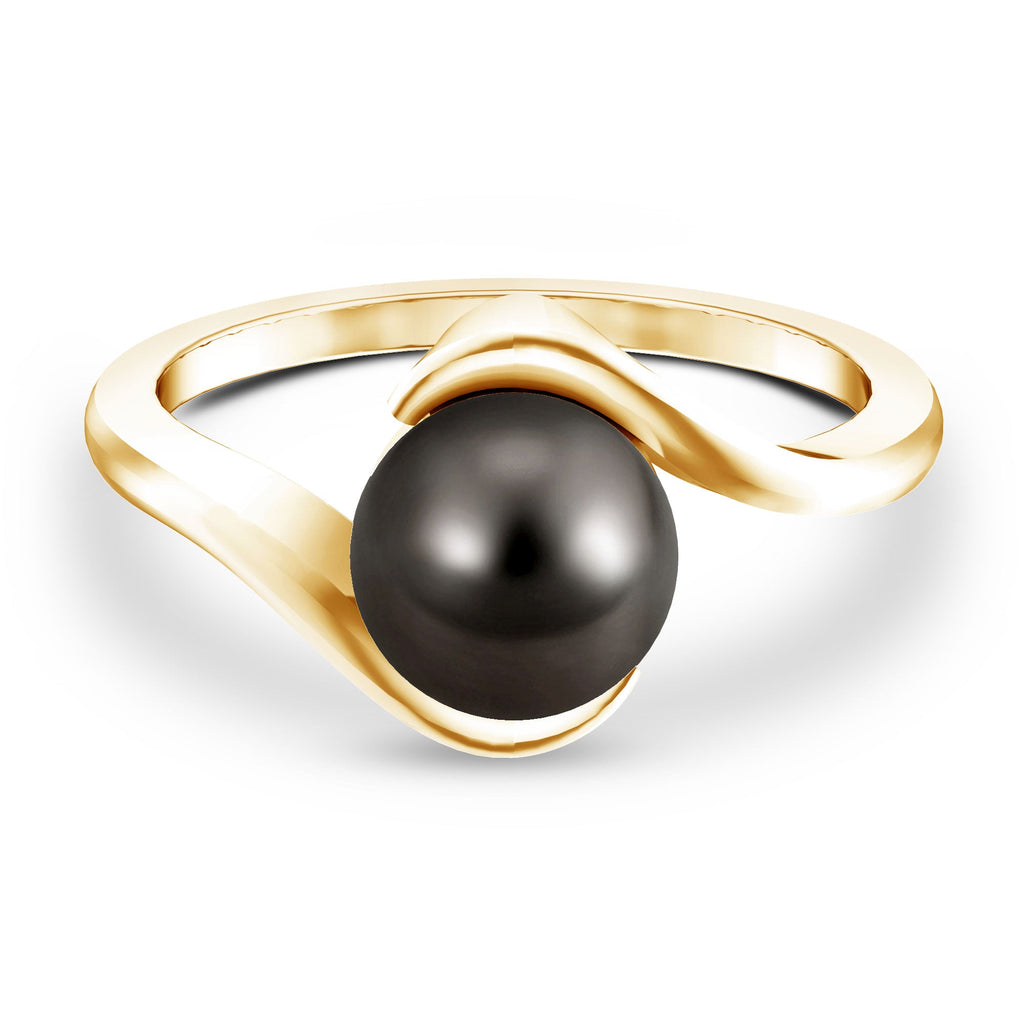 8 Carat Certified Tahitian Black Pearl Solitaire Bypass Ring