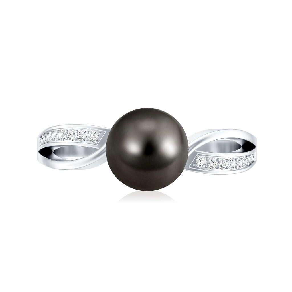 7.25 CT Solitaire Tahitian Pearl Engagement Ring with Diamond