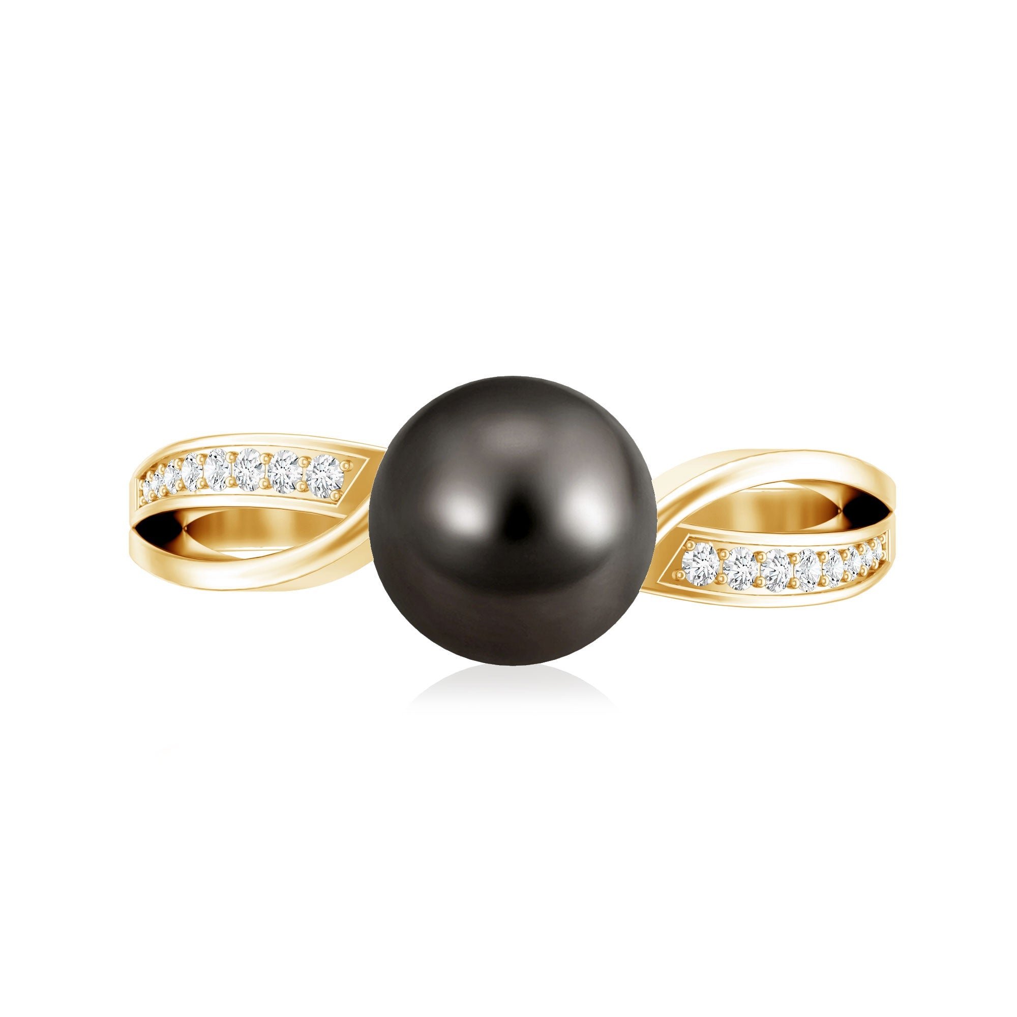 7.25 CT Solitaire Tahitian Pearl Engagement Ring with Diamond