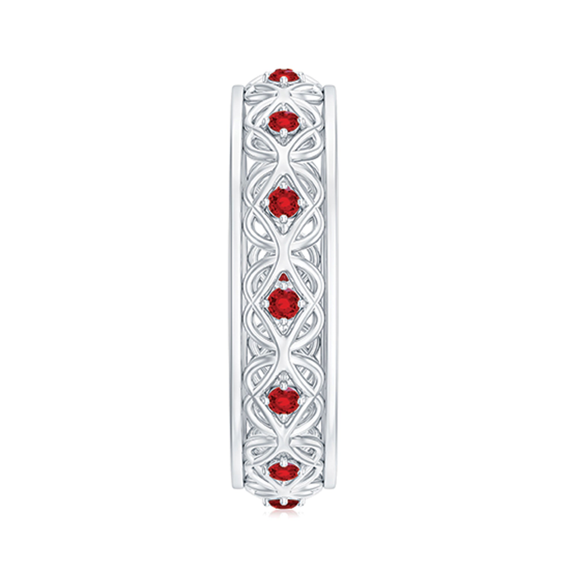 Vintage Style Lab Created Ruby Celtic Wedding Band with Certificate