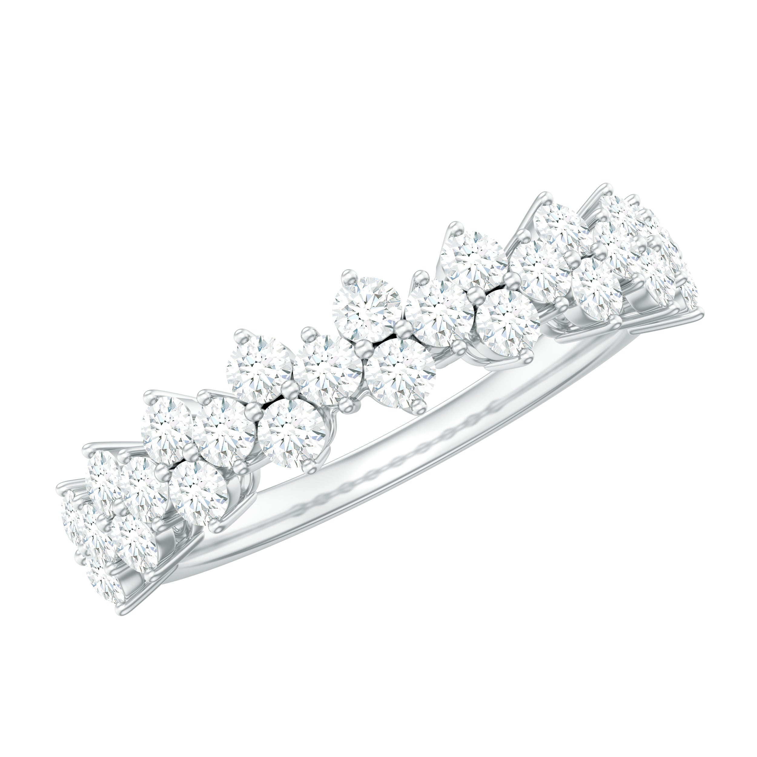 Natural Diamond Half Eternity Wedding Band with Certificate